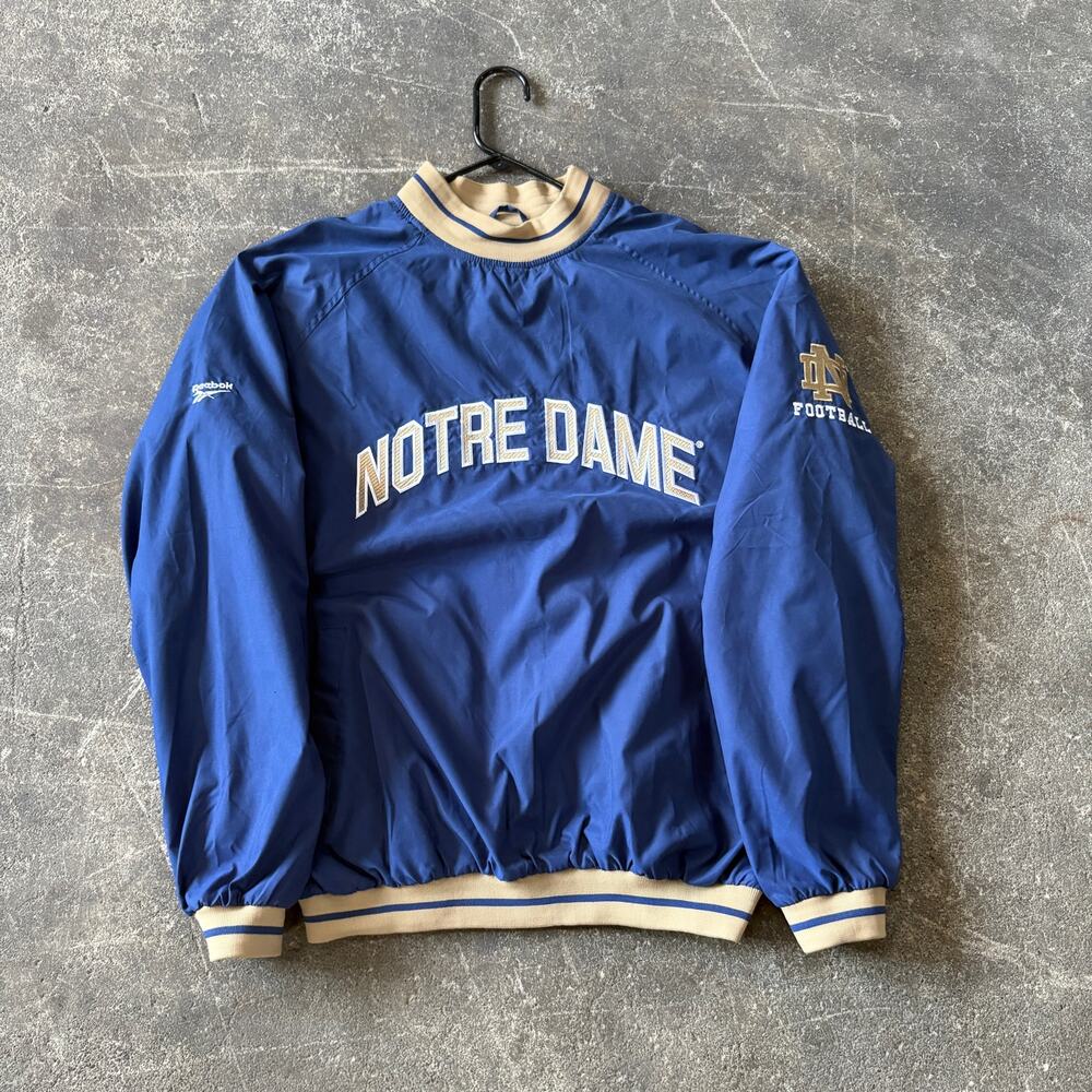 Vintage Notre Dame Fighting Irish Pullover Windbreaker Mens L Blue Football 90s